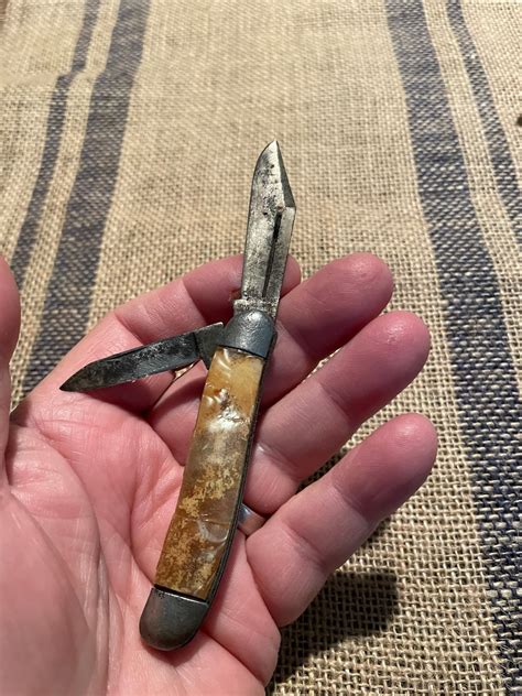 Vintage Pocket Knife 2 Blade Pocket Knife Mother Of Pearl Handle Etsy