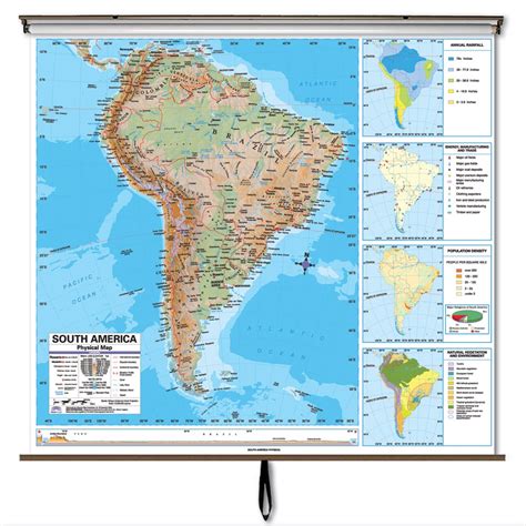 South America Advanced Physical Wall Map W Backboard Advanced Physical