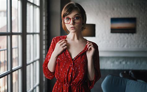 Wallpaper Olya Pushkina Sergey Zhirnov Model Women With Glasses