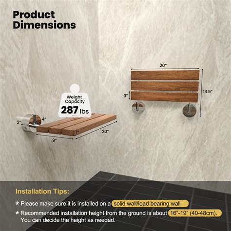 Buy Giantex 20 Teak Wood Folding Shower Seat Bench Folding Shower Seat