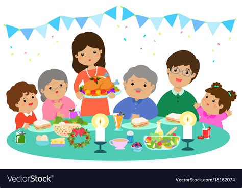My mother also served christmas dinner at one. Happy family having a christmas dinner Royalty Free Vector