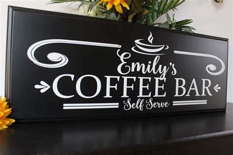 Coffee Bar Sign Kitchen Decor Art Kitchen Coffee Station Personalized