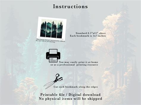 Printable Bookmarks Mountain Forest Enchanted Forest Bookish Etsy
