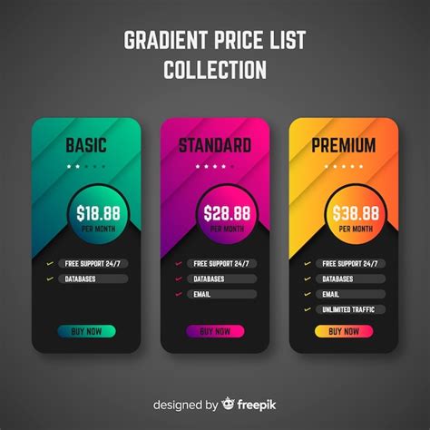 Premium Vector Price List Collection