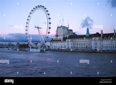 View Of The London Eye From Westminster Bridge London Hi Res Stock