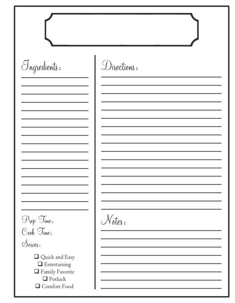 Printable Recipe Card Template For Word Free Printable Templates