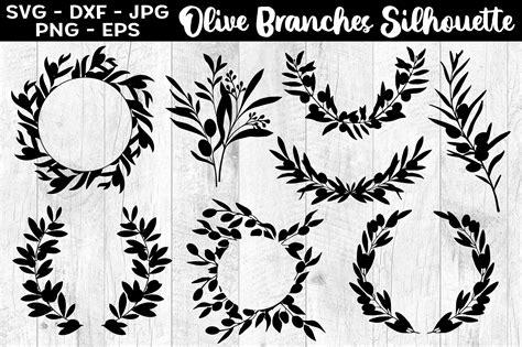 Olive Branches Silhouettes Svg Eps Png Graphic By Aleksa Popovic · Creative Fabrica