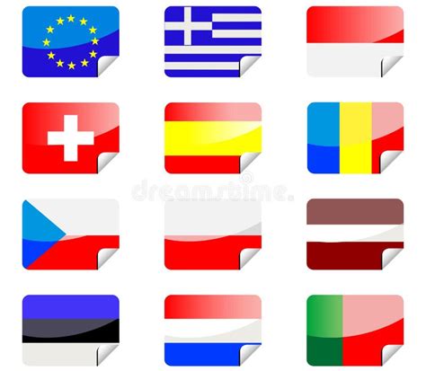 Glossy Stickers With Flags Stock Vector Illustration Of Banner 9036604