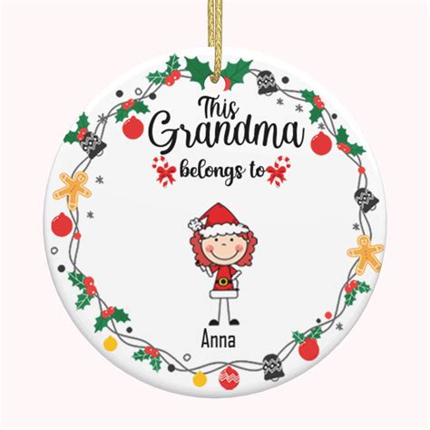 Personalised Ceramic This Grandma Belong To Christmas Ornament Grandma Xmas T Callie