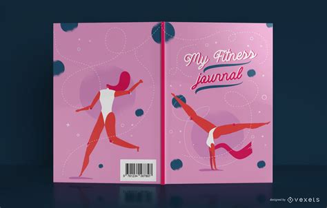 fitness journal book cover design vector