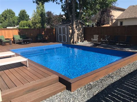 About semi inground pool kits diy, fabcote southerland semiinground or a radiant 14×22 freeform pool unmatched strength and rockwood on. semi inground pool - Google Search | Pool steps inground ...