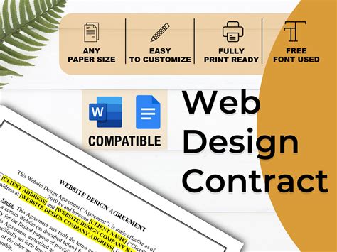 Web Design Contract Website Design Agreement Contract Etsy Uk