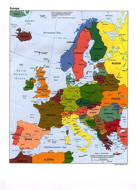 1Up Travel - Maps of Europe Continent. Europe [Political Map] 1997 (383K)
