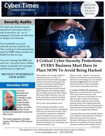 December 2020 Secure Erp Newsletter Security Audits 4 Critical