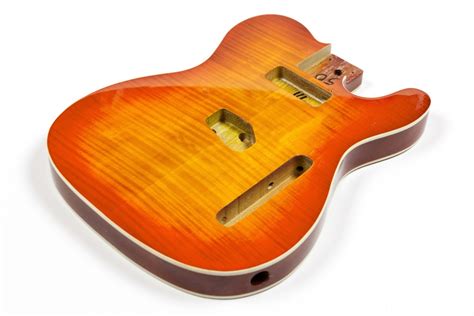 Honey Burst Ash With Flamed Maple Top Telecaster Guitar Body Clandestine Guitars Tienda