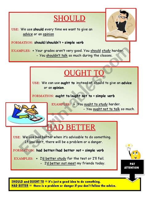 Should Ought To Had Better Esl Worksheet By Ana Priscila