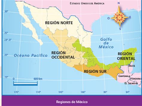 Mapa De Las 4 Regiones De Mexico