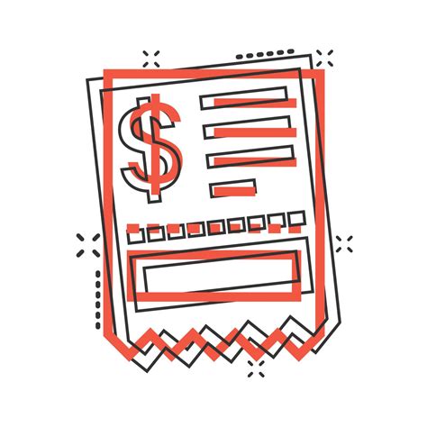 Money Check Icon In Comic Style Checkbook Cartoon Vector Illustration On White Isolated