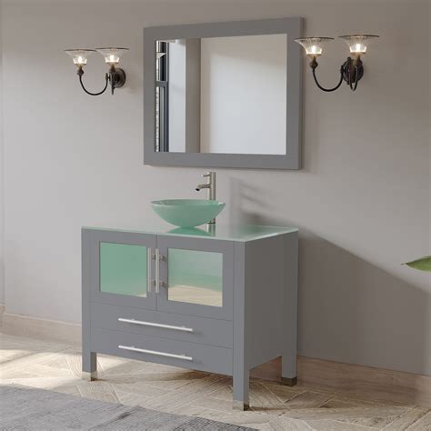 Get the bath vessel sinks you want from the brands you love today at sears. 36 Inch Gray Wood and Glass Vessel Sink Vanity Set ...