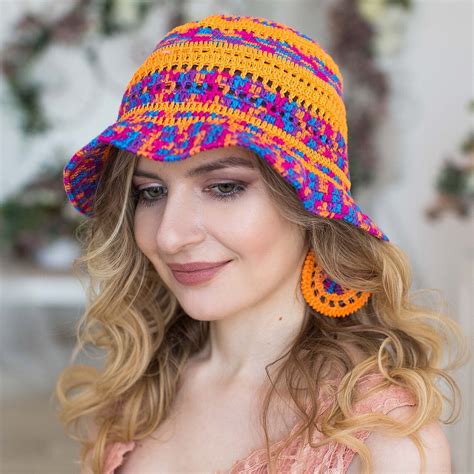 Summer Crochet Cotton Bucket Hat Sun Hat Knitted Beach Etsy