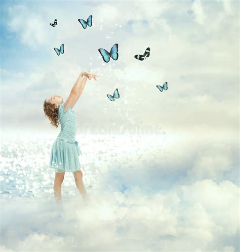 Little Girl With Butterflies Stock Photo Image Of Nature Caucasian
