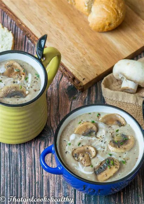 creamy vegan mushroom soup stove or instant pot that girl cooks healthy