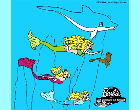 Dibujo De Barbie Nadando Con Sirenas Pintado Por En Dibujos Net El D A