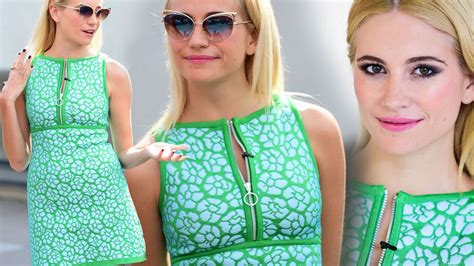 Pixie Lott Shows Off Her Perfect Pins In Green Mini Dress At London