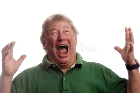 Middle Age Senior Man Emotional Screaming In Shock Stock Photo Image