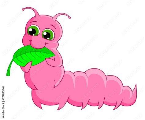 Cartoon Caterpillar Eat Leaf Vector Illustration Stock Vector Adobe