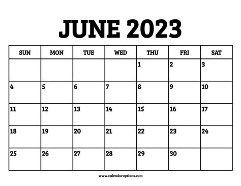 June Calendar 2023 Get Calendar 2023 Update