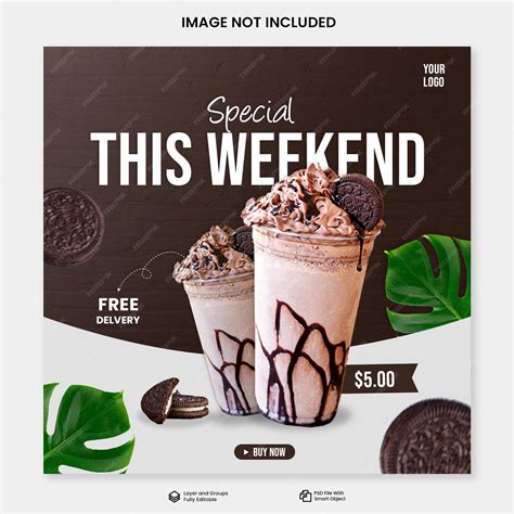 Premium Psd Milkshake Drink Menu Social Media Instagram Post Banner