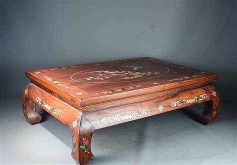 Chinese Pure Hand Carved Rosewood Inlaid Kang Table And Coffee Etsy