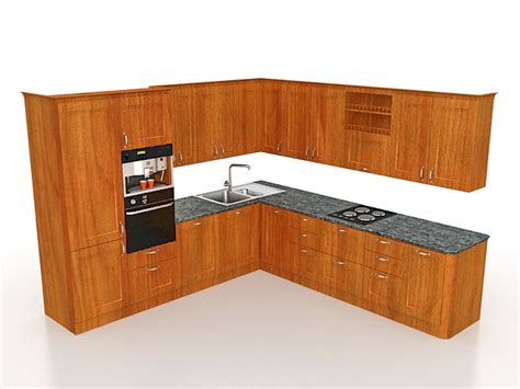 L Shaped Kitchen Cabinets 3d Model 3ds Max Files Free Download Cadnav