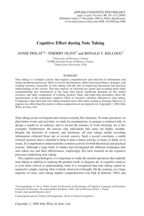 The cbt file type is primarily associated with computer based training. (PDF) Cognitive effort of note taking