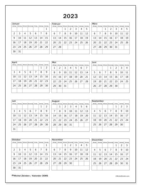 Kalender 2023 Zum Ausdrucken “36ms” Michel Zbinden De