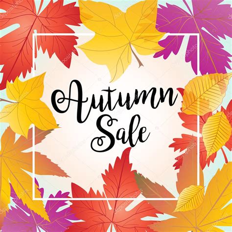 Autumn. Pattern Autumn Sale. Hello Autumn. Autumn greeting card. Autumn sign Maple Leaf pattern ...