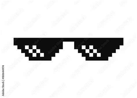 Pixel Art Glasses Thug Life Meme Glasses Isolated On White Background