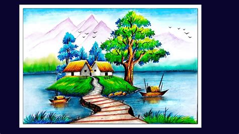 Beautiful Scenery Drawing With Oil Pastel Part 2 Step By Step Scenery