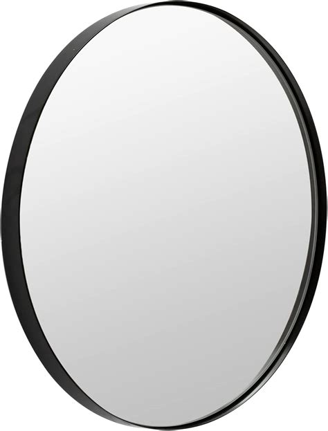Yoshoot Black Round Wall Mirror For Bathroom 24 Inch Circle Mirror With Stainless