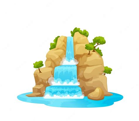 Premium Vector Mountain River Waterfall Cartoon Water Cascade