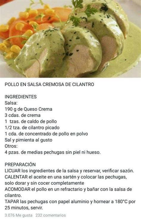 Pollo En Salsa De Cilantro Easy Cooking Cooking Recipes Healthy