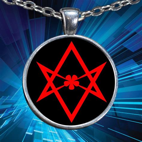 Esoteric Necklace Unicursal Hexagram Symbol Thelema Black Etsy