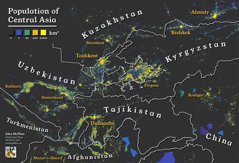 Central Asia Population Density By Ksituan Maps On The Web