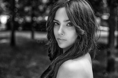 Black And White Portrait Of A Beautiful Magnificent Woman Face Close Up Stock Image Image Of