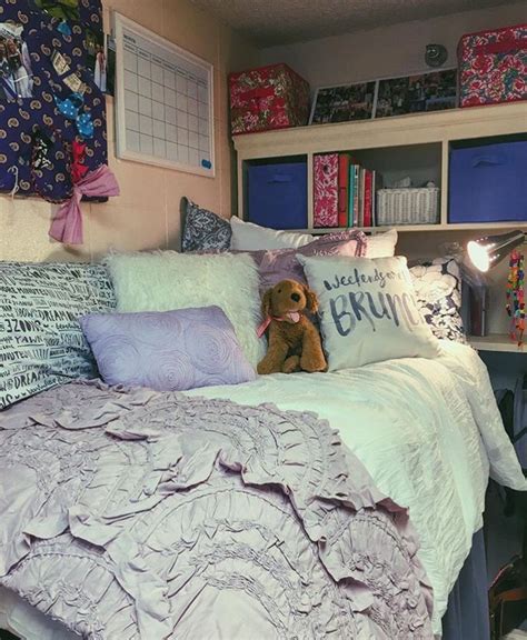 Cozy Purple Dorm Room Dorm Room Inspiration Dorm Room Decor College