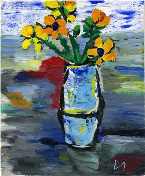 Still Life Blue Vase 255 X 31 On Canvas Open Edition Darren