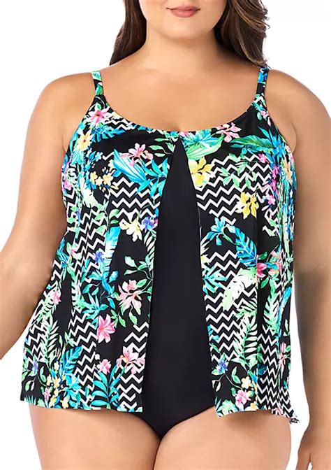 Shapesolver Plus Size Graphic Fauxkini With Underwire Belk