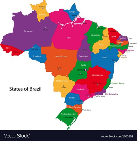 Brazil Map Royalty Free Vector Image Vectorstock