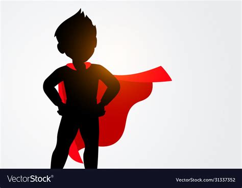 Silhouette Kid In Superhero Costume Royalty Free Vector